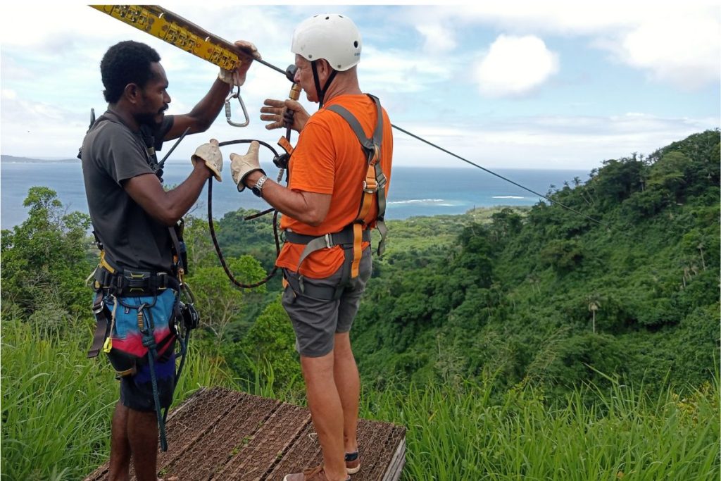 Steve and our guide discussing how to go faster down the line