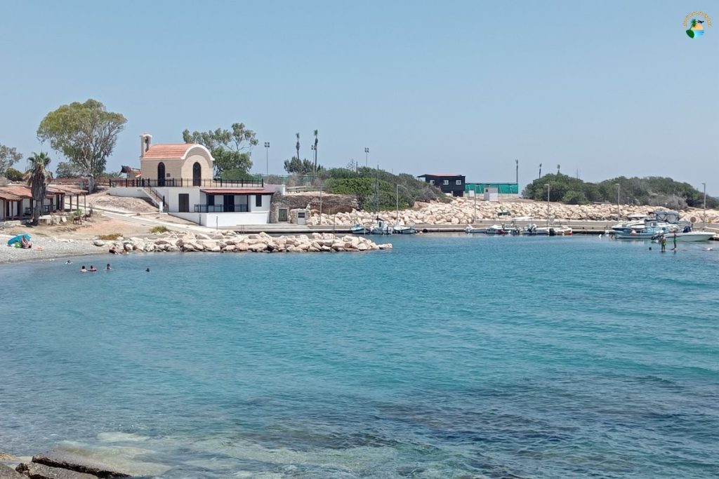 The tiny chapel of St Nicholas of Myra at Dhekelia. A romantic stone church overlooking the tiny fishing harbour