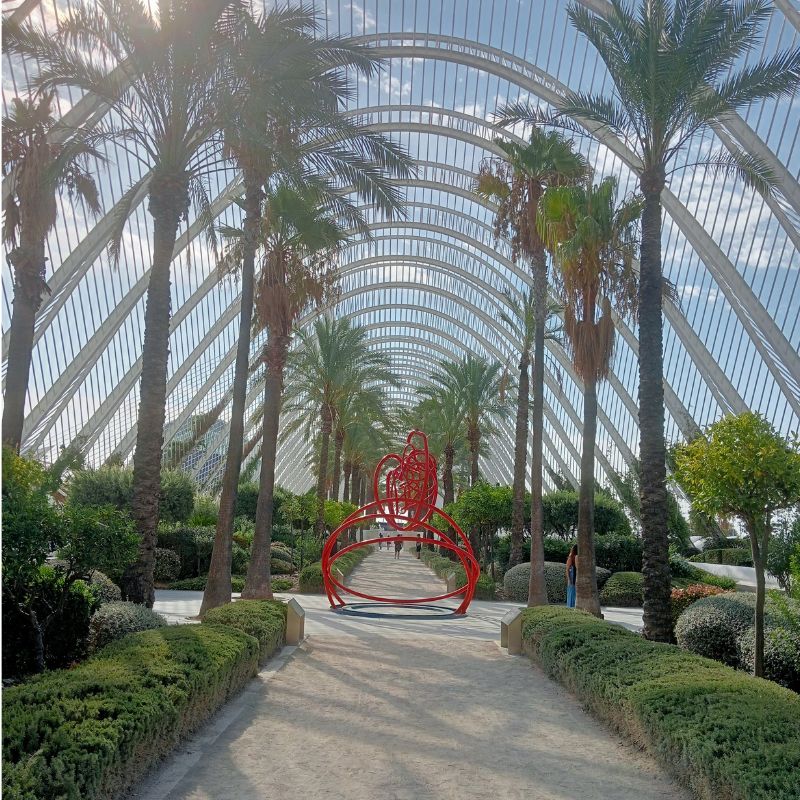 The glass covered carpark with a veritable botannical garden over the top, providing a lovely green covered walkway