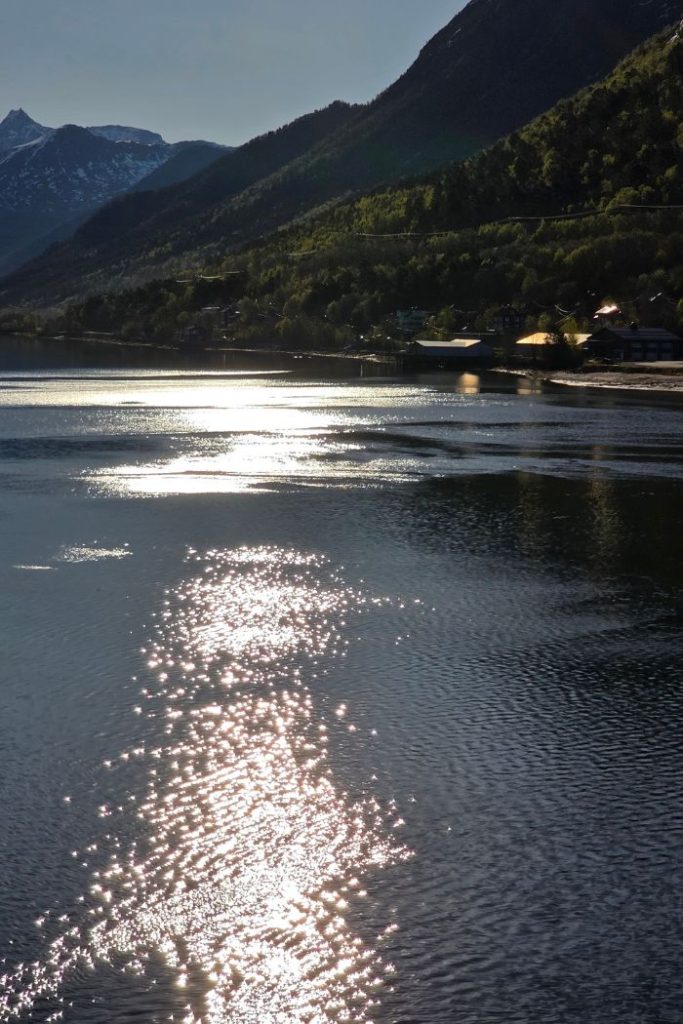 Sunset reflected in the fjord at Andalsnes